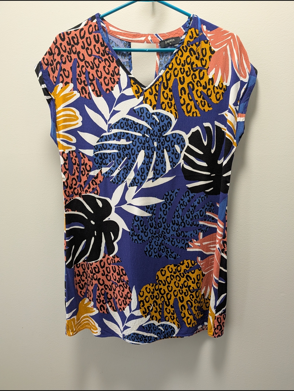 Papaya Leaf Print Mini Dress